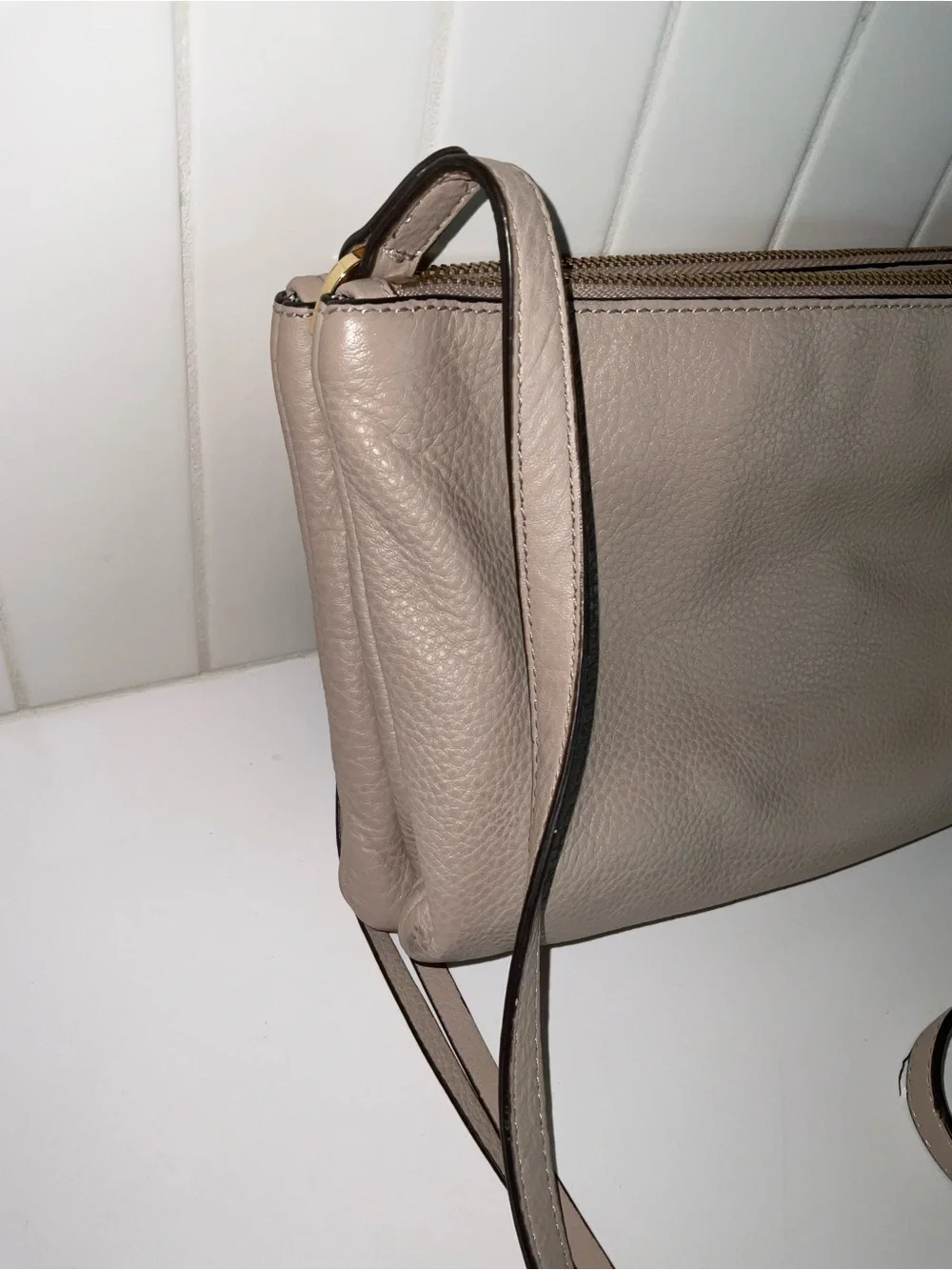 Vince Camuto Pebbled Leather Crossbody in Taupe